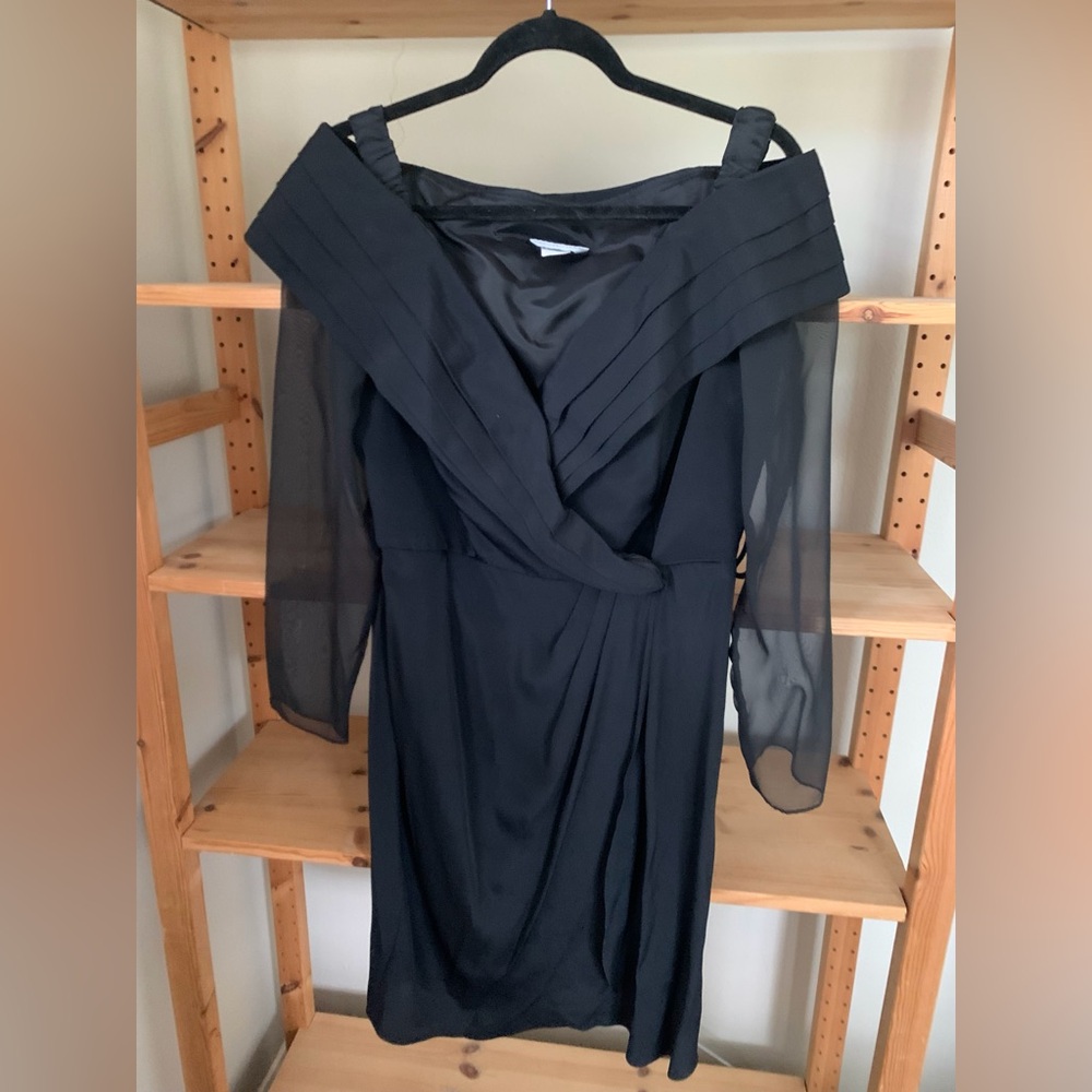 Vintage Black 80s cross front dress